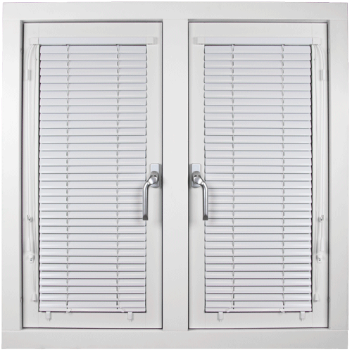 Energi Fast Med Mittpost Trä Persienner