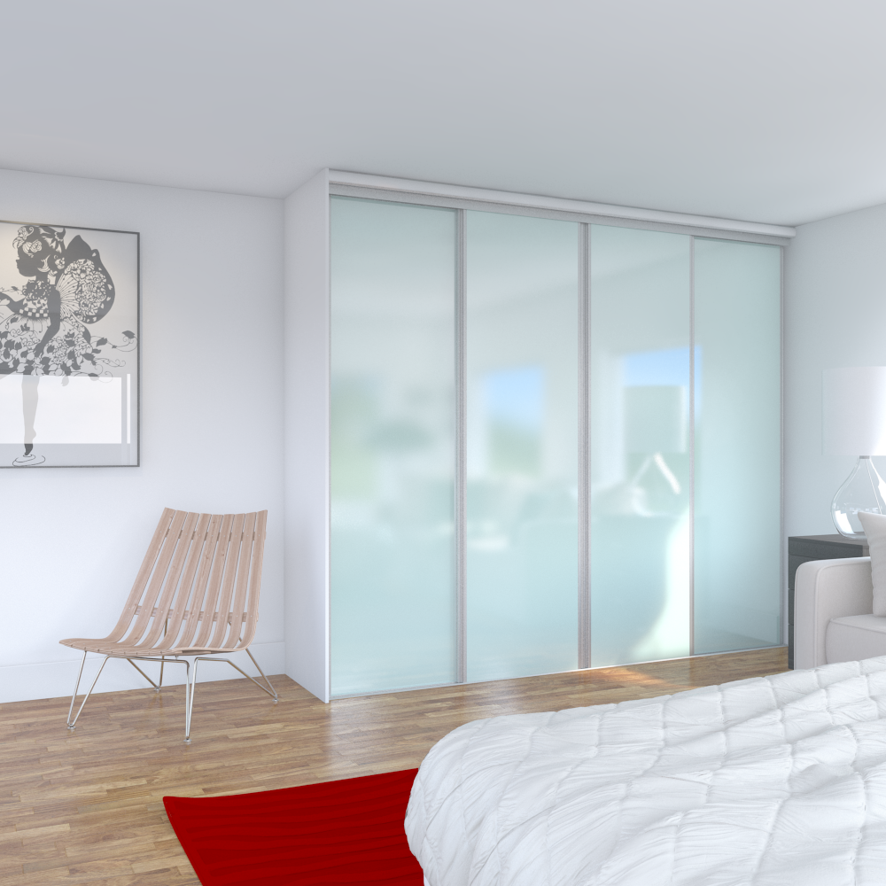 Mix Skjutdörr - Utförsäljning Opalvit Glasdörr 3700 Mm 4 Dörrar, 3700 Mm 4 Dörrar