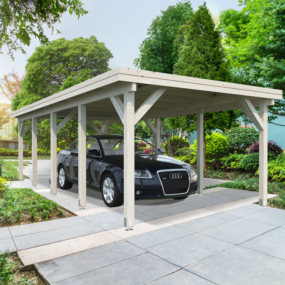 Carport Karl 23,1 M² Ingen, Grunnet HvitPalmako