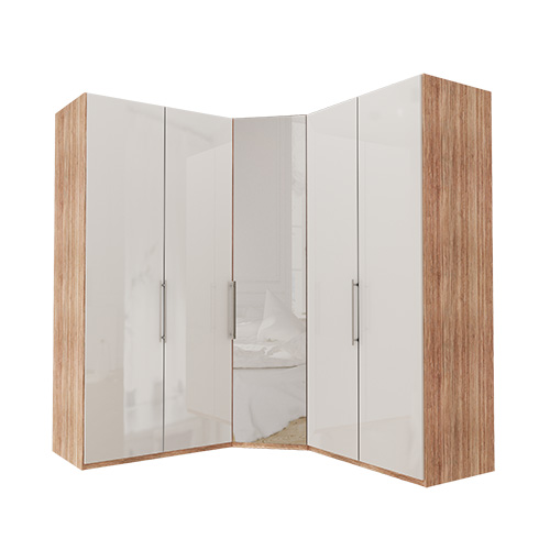 Garderobe Atlanta - Lys Rustikk Eik 236 Cm, 100 + Hjørne + 100