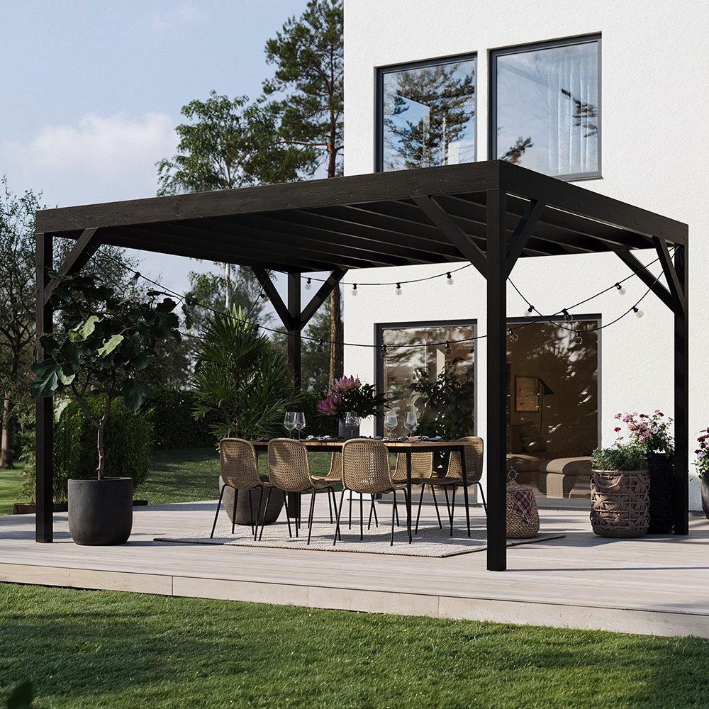 Rektangulær 3x4m Pergola Tre Grunnbehandlet / Umalt
