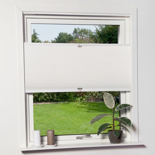 Transparent Plisségardin Duo Flexhengt Hvit, Uten Skinne, 1005-1104