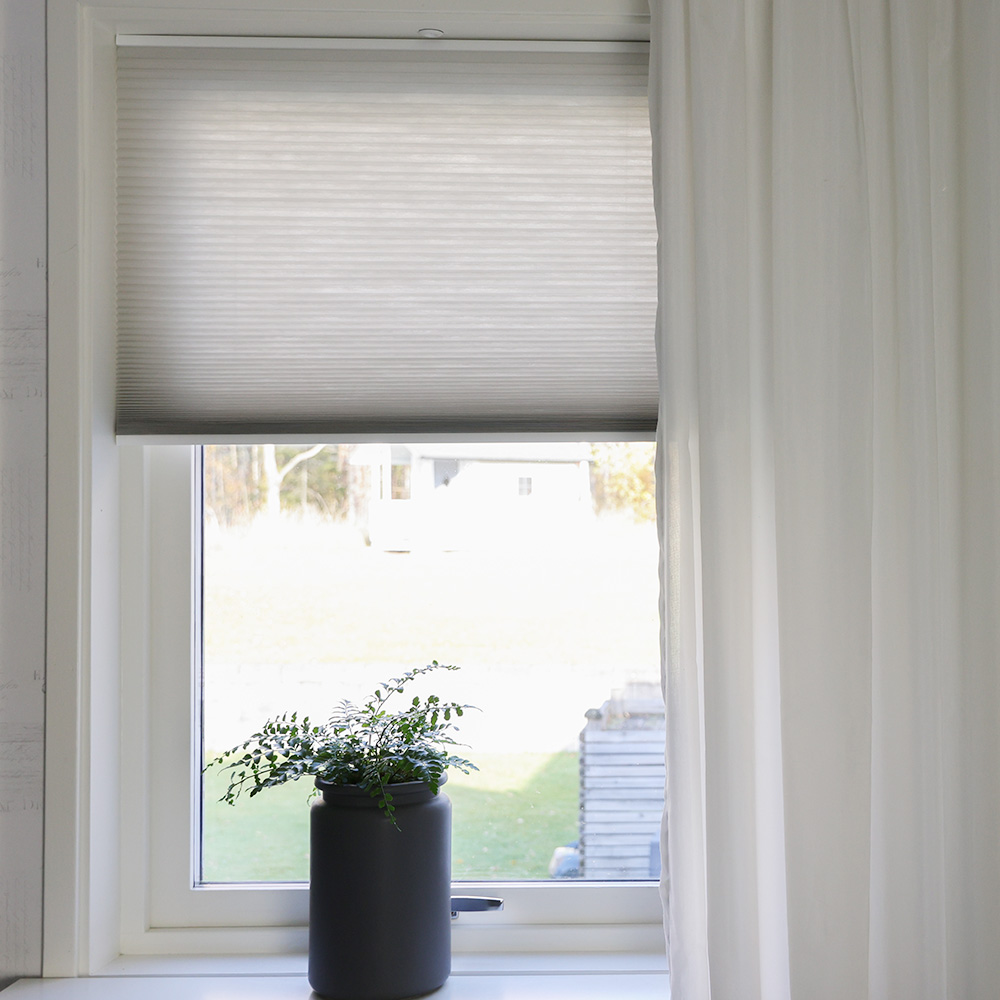 Transparent Plisségardin Duo Topphengt Sand, Med Skinne, 805-904