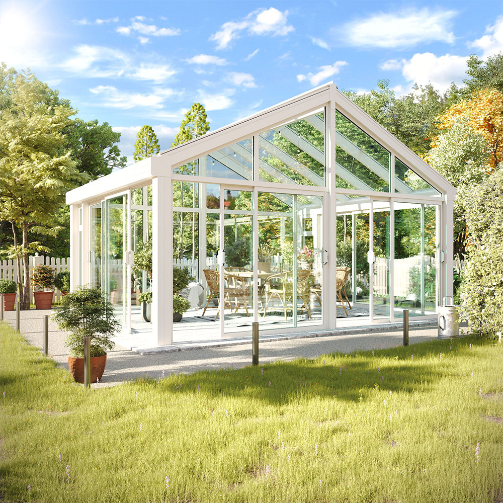 12,1 M² - Fristående Sadeltak Trivas Alu Vår-höst Vit, 3340, 3610
