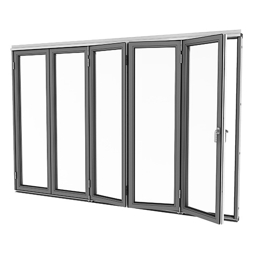 Vikbar dörr för uterum Aluminium Isomax Vik - Vikdörr Aluminium Antracitgrå, Vänster, 308 cm - 5 luckor