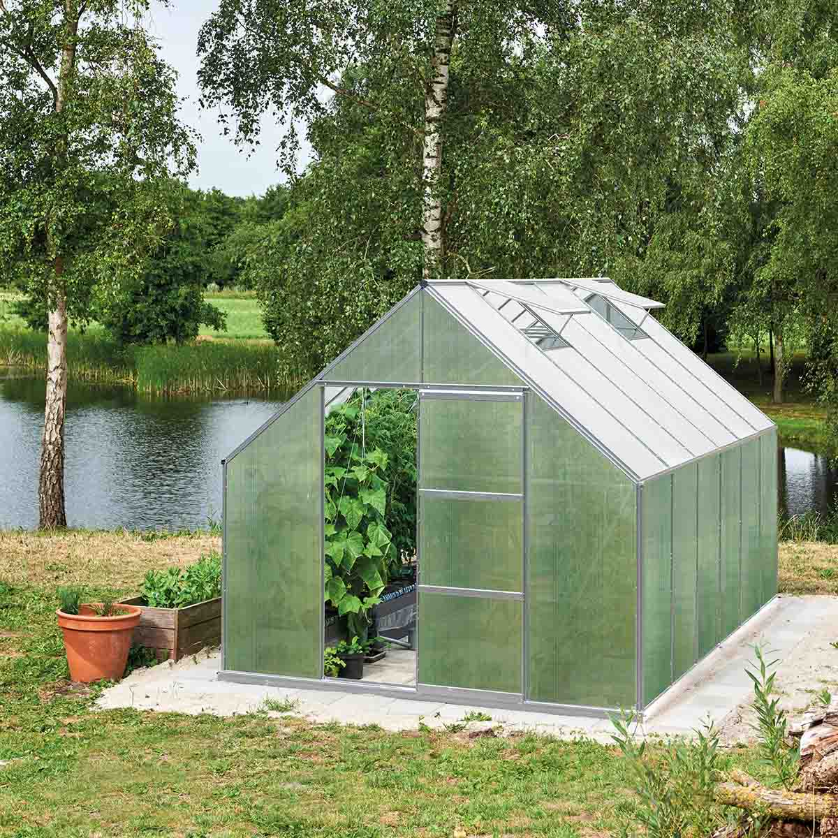 Växthus Bruka Aluminium Kanalplast, Ja, 9,7 m²