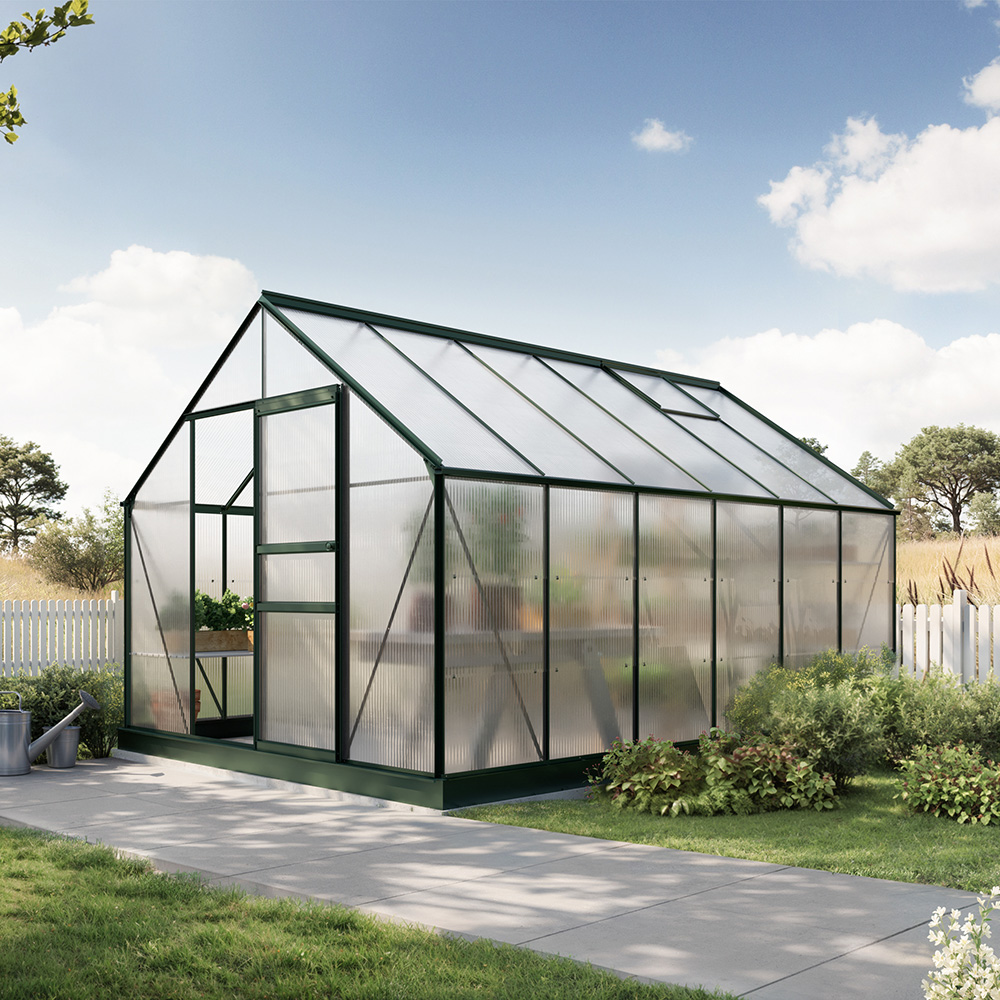 Växthus Bruka Grön Kanalplast, Nej, 9,7 m²