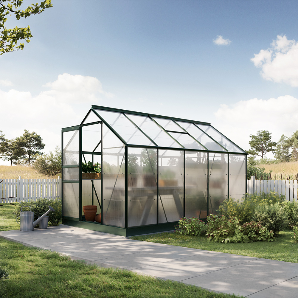 Växthus Bruka Grön Kanalplast, Ja, 6,1 m²