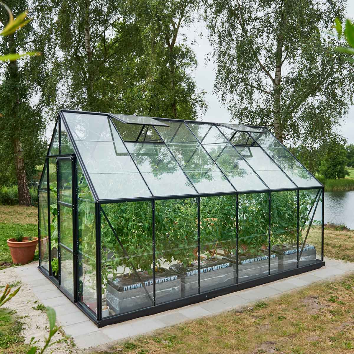 Växthus Bruka Svart Glas, Nej, 9,7 m²