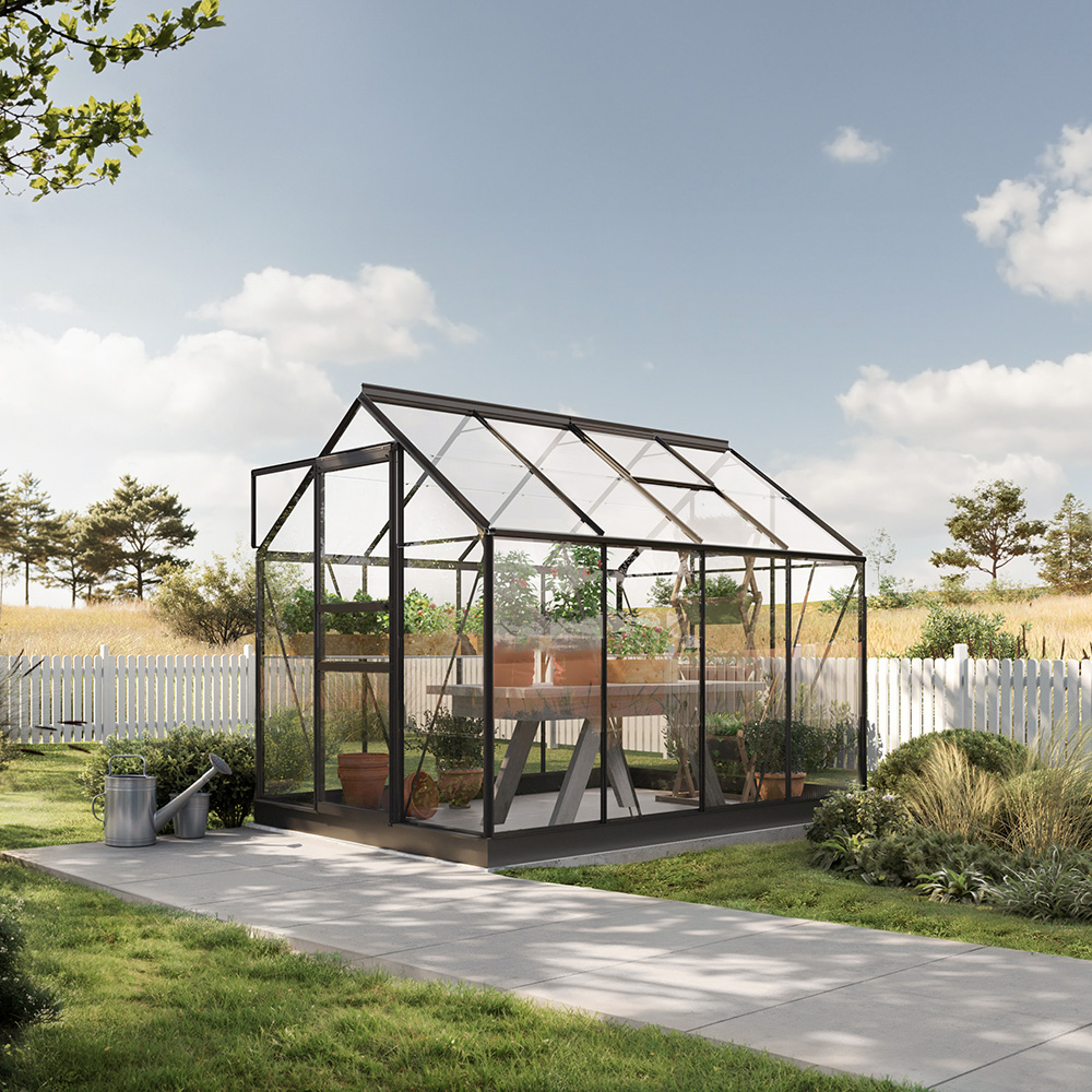 Växthus Bruka Svart Glas, Nej, 4,9 m²