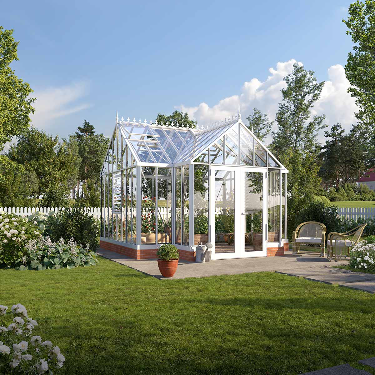 Växthus Oas Royal T mur 14,4 m² Svart, Vit, Vit RAL 9010