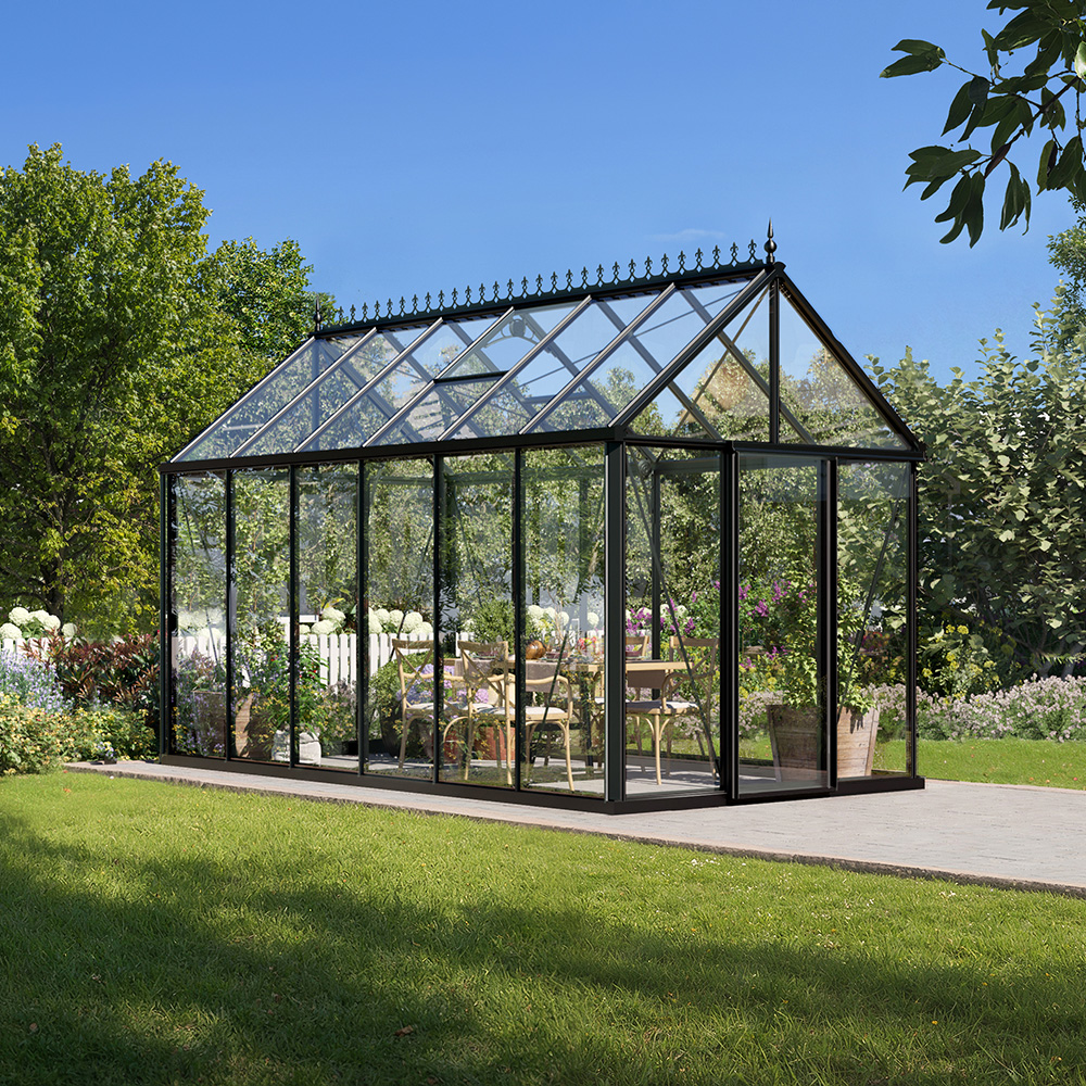 Växthus Oas Senior Victorian Svart, 14,2 m²