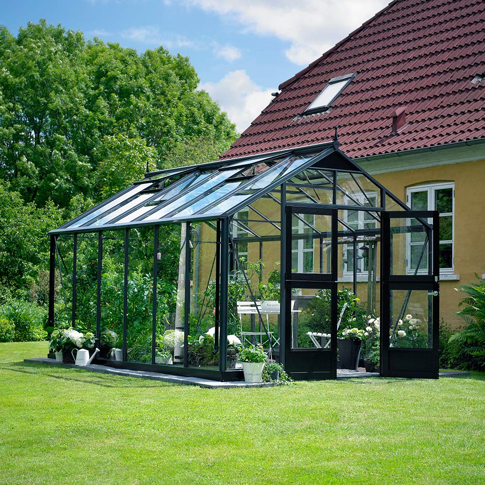 Växthus Juliana Premium Antracitgrå, Säkerhetsglas, 13 m²