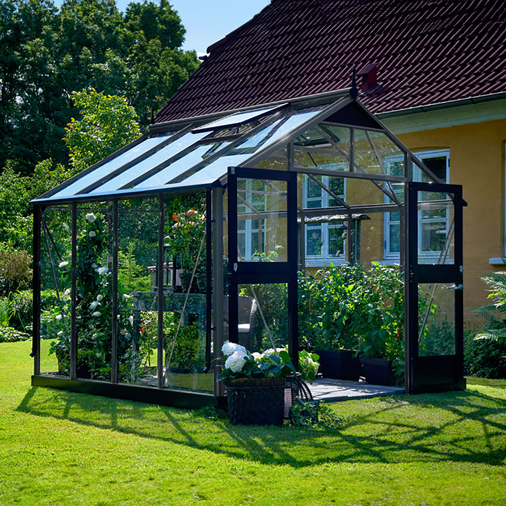 Växthus Juliana Premium Antracitgrå, Säkerhetsglas, 8,8 m²