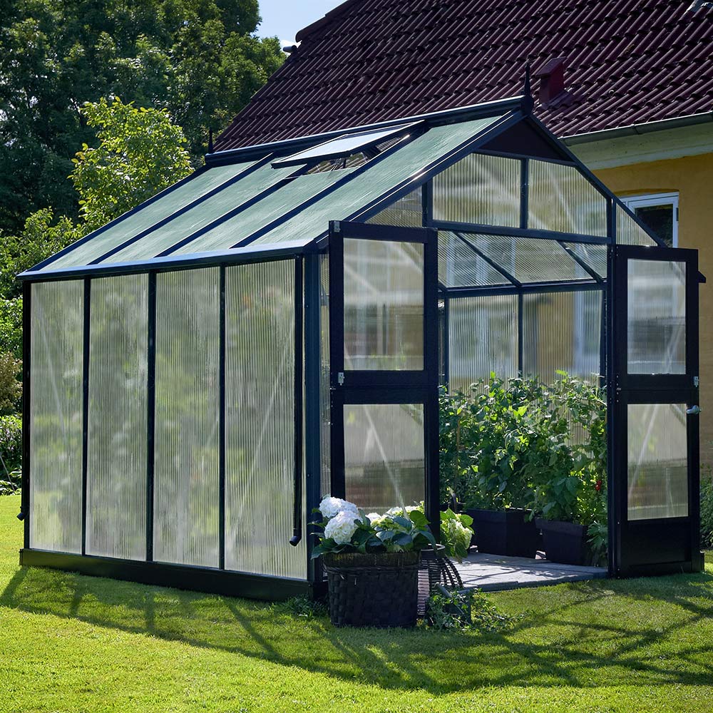 Växthus Juliana Premium Antracitgrå, Kanalplast, 8,8 m²