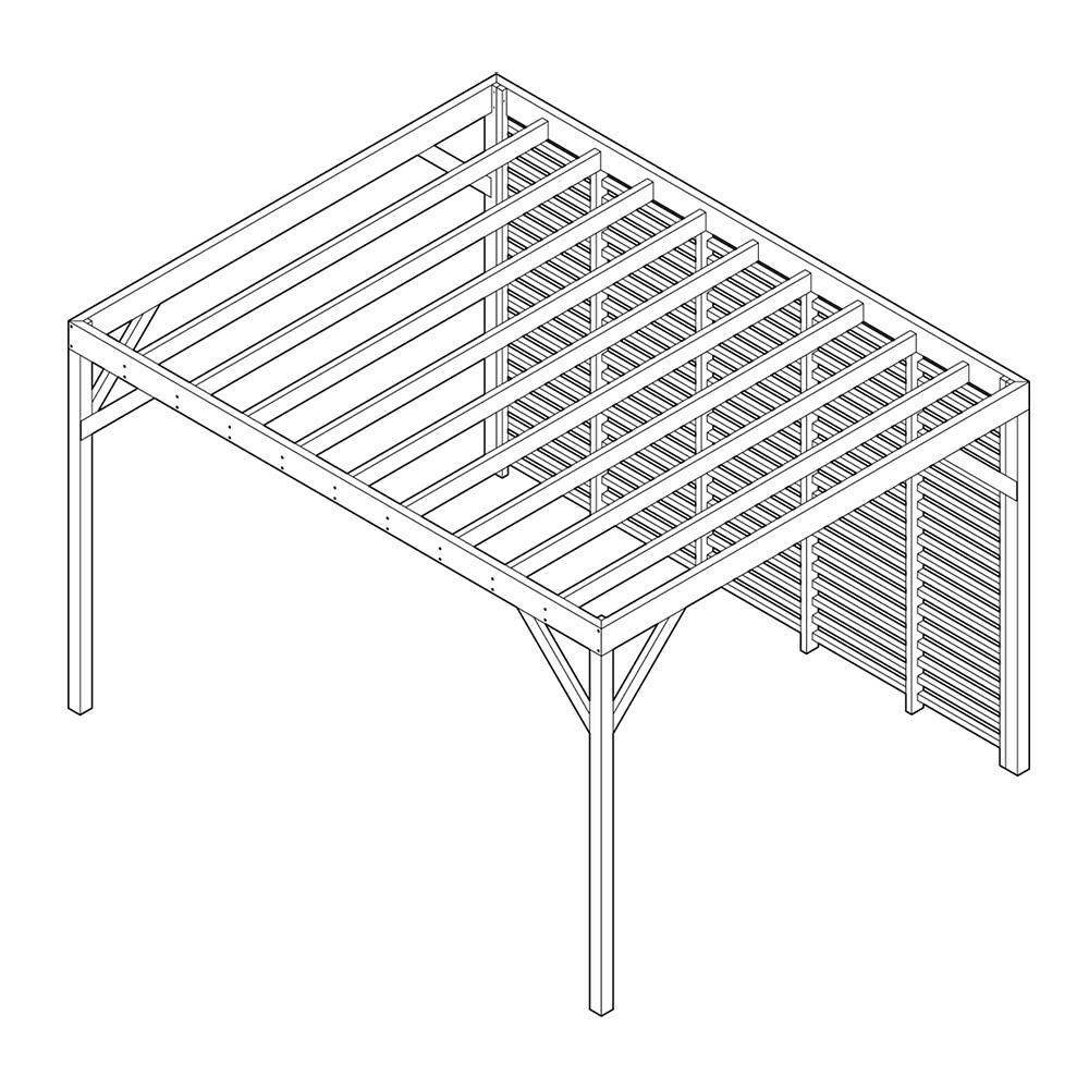 Ribbvägg 4 m, Insynsskydd pergola
