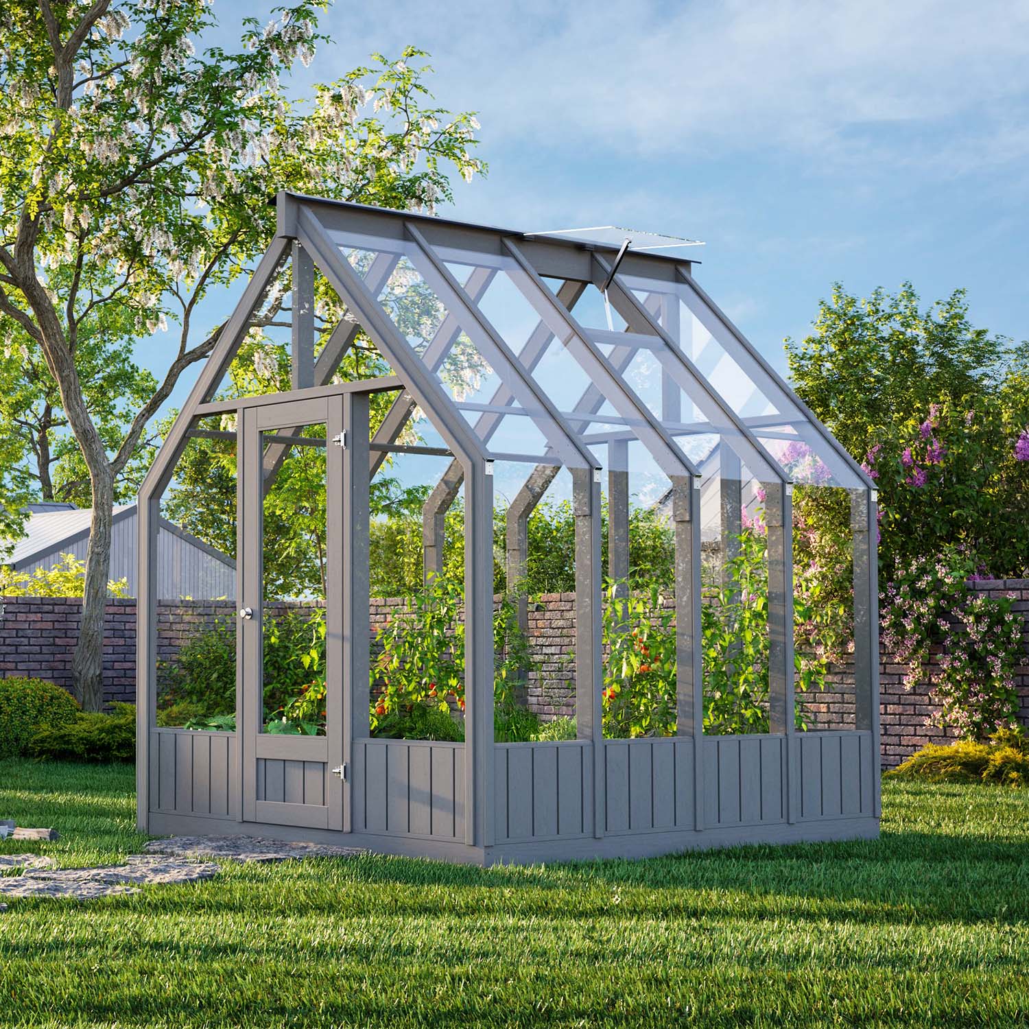Emilia träväxthus - Grå Växthus i trä